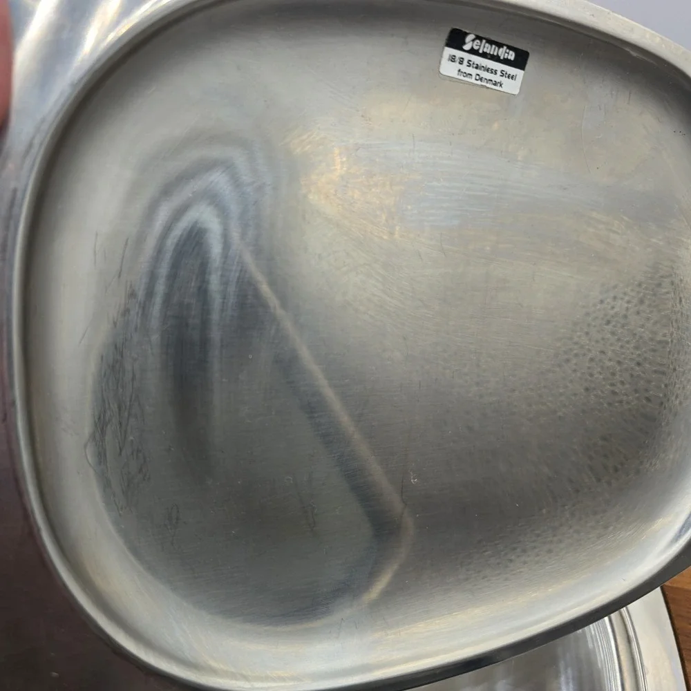 VTG Stainless Steel Steak Hot Plates Wooden Holders Serving Handle Denmark